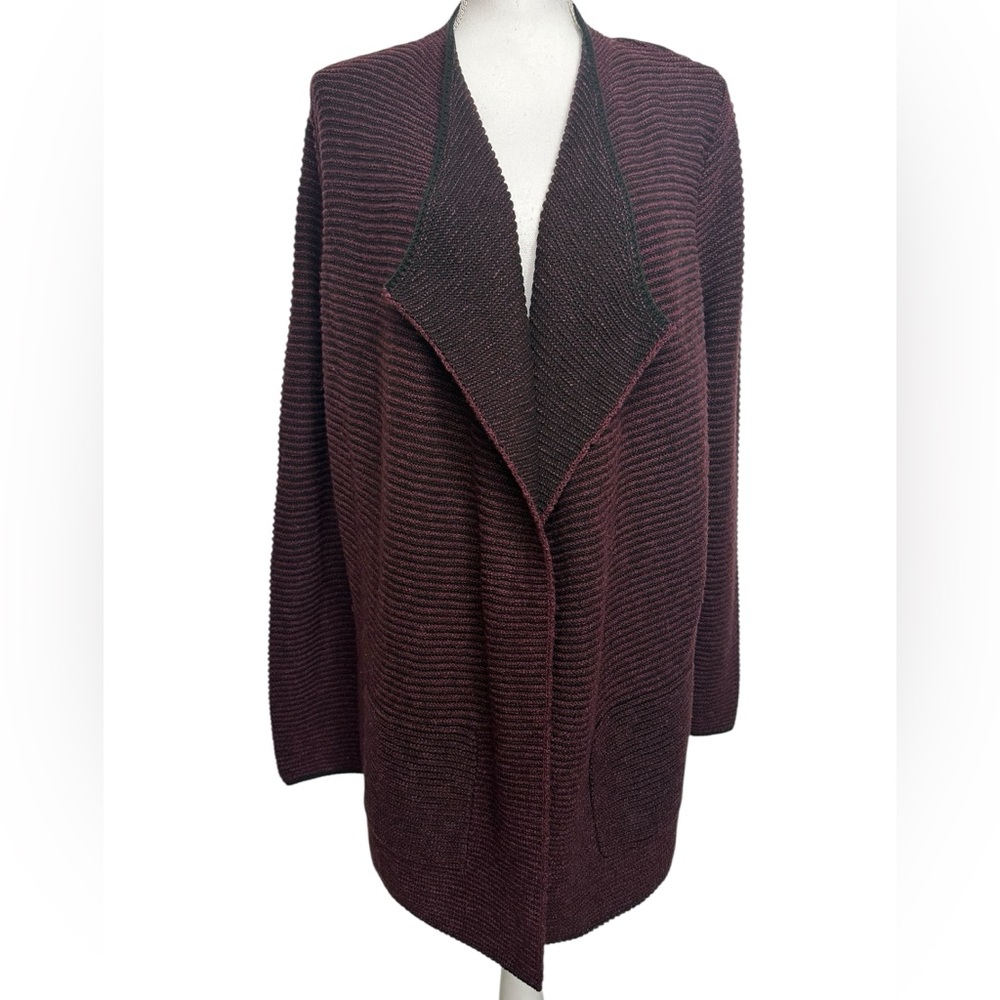 PUREJILL / Black & Maroon Cardigan Sweater / Medium / Preppy Goth Bohemian